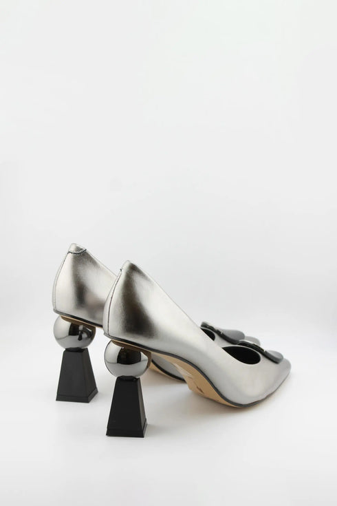 Capelli Rossi Geometric Heel Leather Loafers