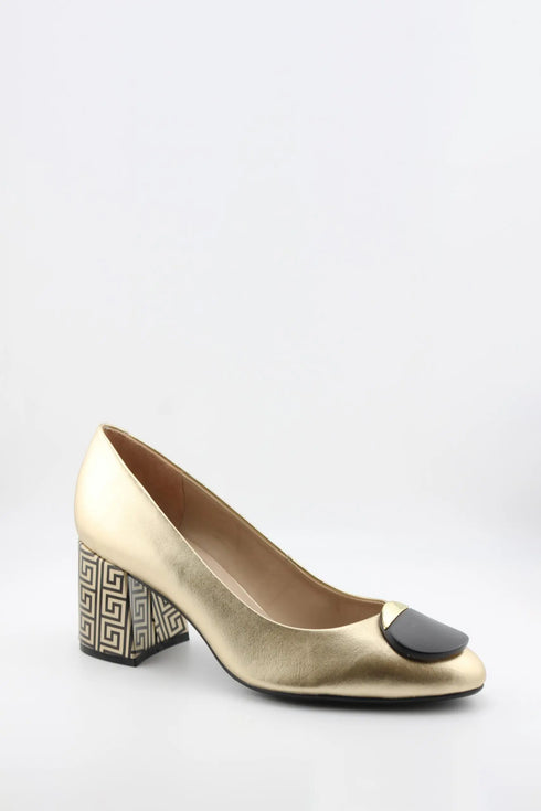 Capelli Rossi Leather Pump with Metallic Block Heel