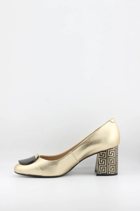 Capelli Rossi Leather Pump with Metallic Block Heel