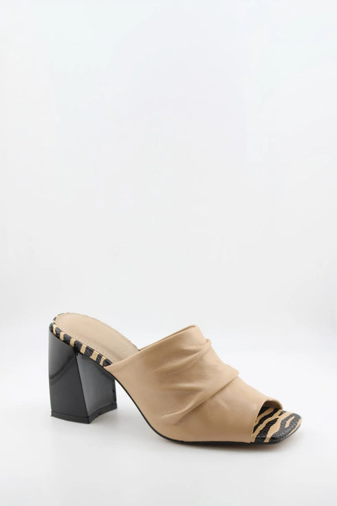 Capelli Rossi Ruched Open-Toe Block Heel Mules