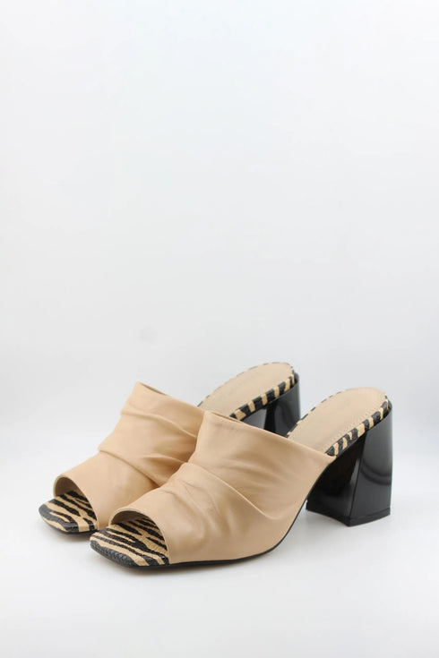 Capelli Rossi Ruched Open-Toe Block Heel Mules