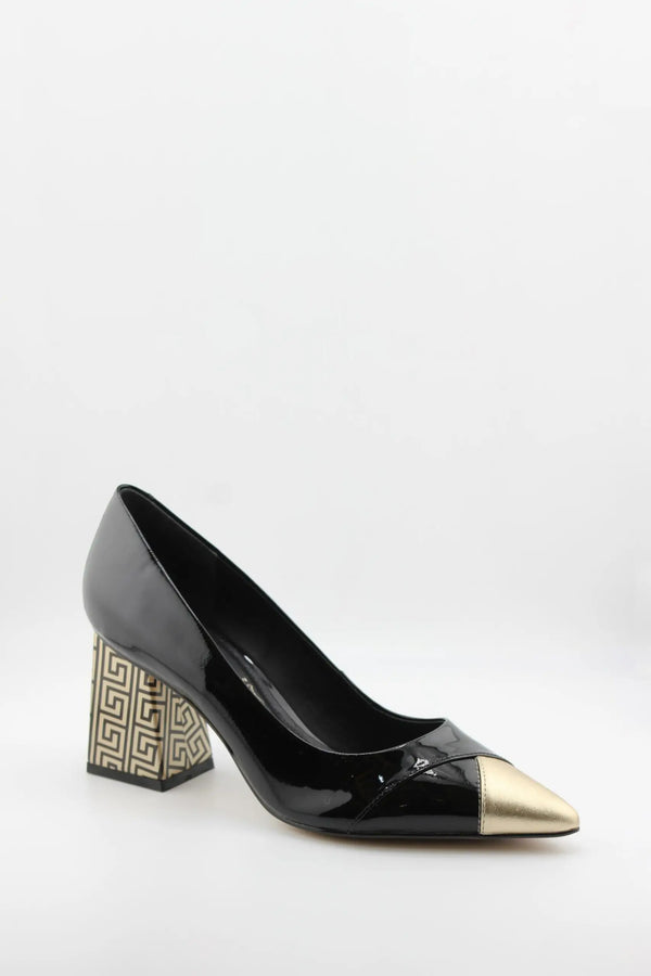 Capelli Rossi Patent Leather Geometric Heel Pumps