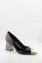 Capelli Rossi Patent Leather Geometric Heel Pumps