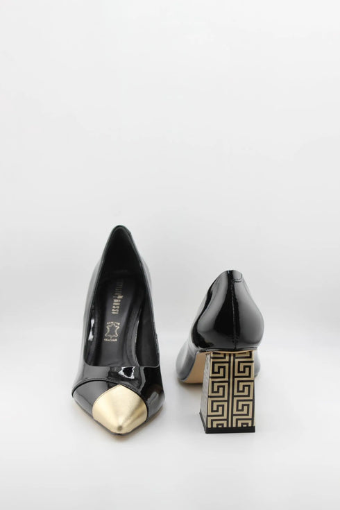Capelli Rossi Patent Leather Geometric Heel Pumps