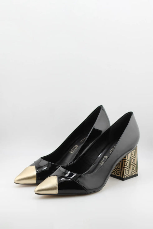 Capelli Rossi Patent Leather Geometric Heel Pumps
