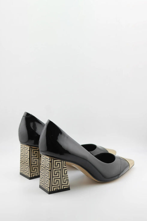 Capelli Rossi Patent Leather Geometric Heel Pumps