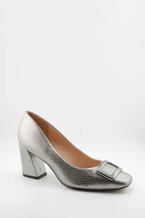 Capelli Rossi Snakeskin Pattern Block Heel Pumps