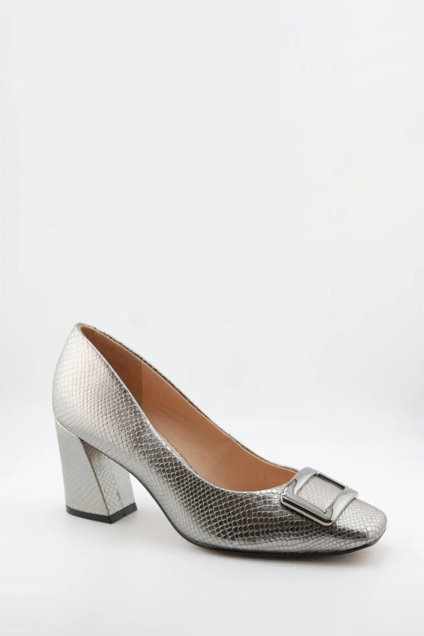 Capelli Rossi Snakeskin Pattern Block Heel Pumps