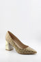 Capelli Rossi Embossed Block Heel Patent Leather Pumps