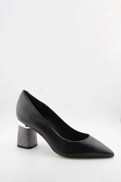 Capelli Rossi Pointed Toe Pump with Embellished Heel