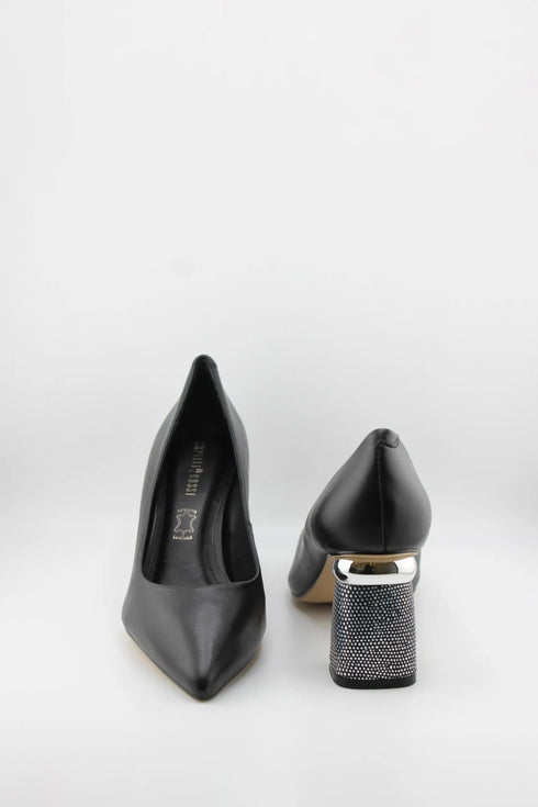 Capelli Rossi Pointed Toe Pump with Embellished Heel