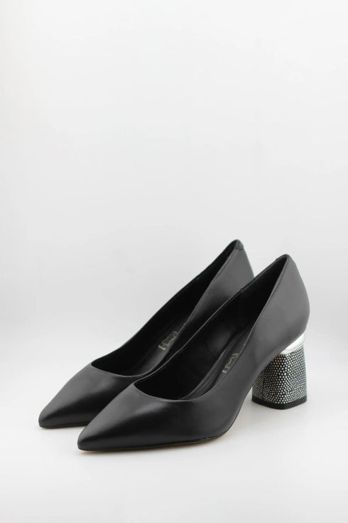 Capelli Rossi Pointed Toe Pump with Embellished Heel