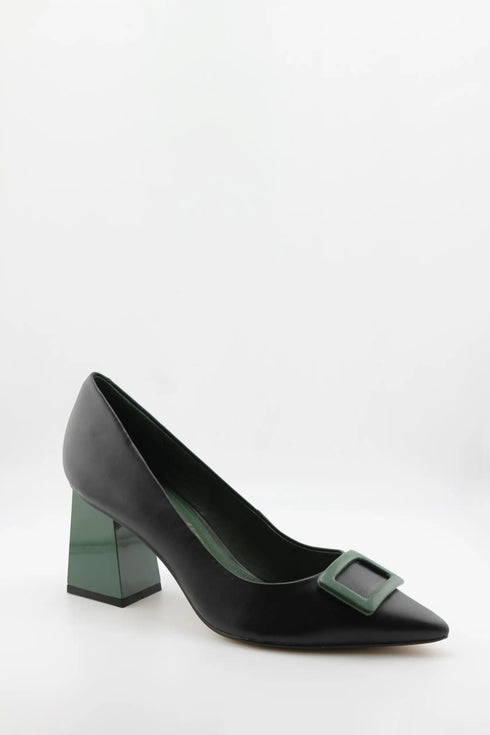 Capelli Rossi Buckled Pointed Toe Block Heel Pumps