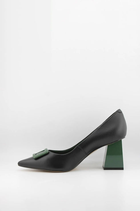 Capelli Rossi Buckled Pointed Toe Block Heel Pumps