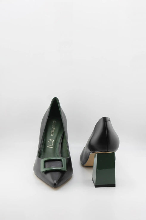Capelli Rossi Buckled Pointed Toe Block Heel Pumps