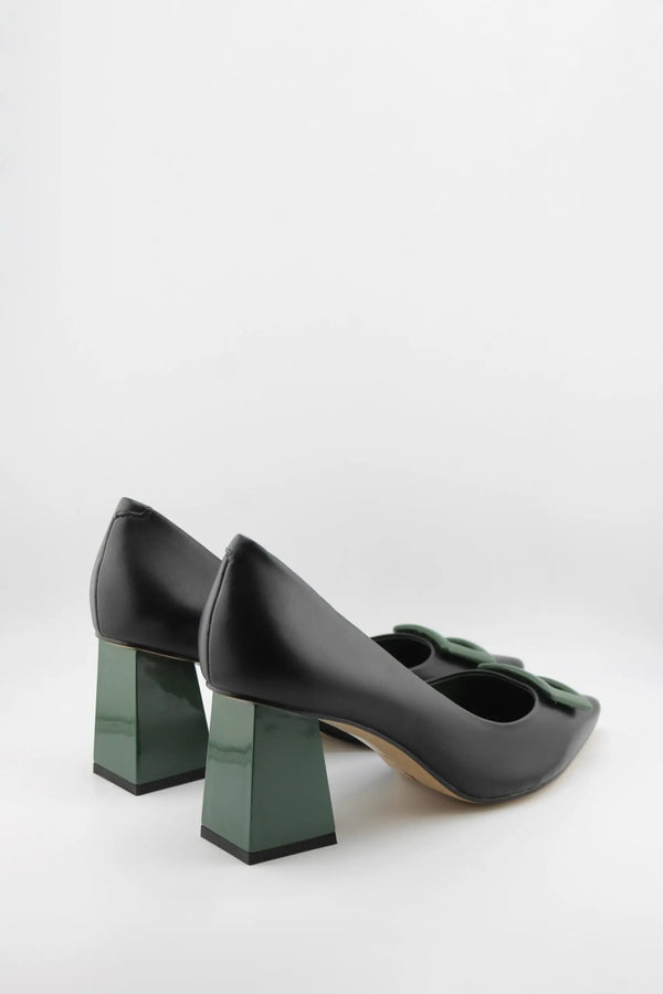 Capelli Rossi Buckled Pointed Toe Block Heel Pumps