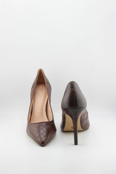 Capelli Rossi Quilted Leather Snakeskin Heel Pumps