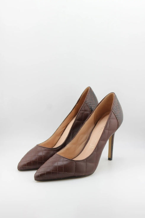 Capelli Rossi Quilted Leather Snakeskin Heel Pumps