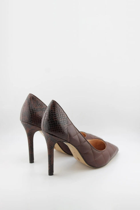 Capelli Rossi Quilted Leather Snakeskin Heel Pumps