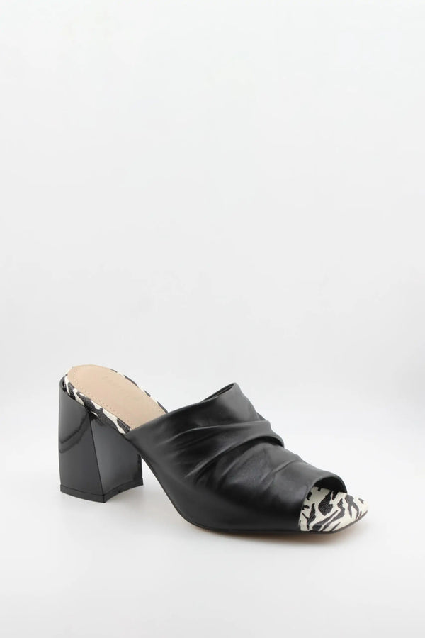 Capelli Rossi Ruched Open-Toe Block Heel Mules