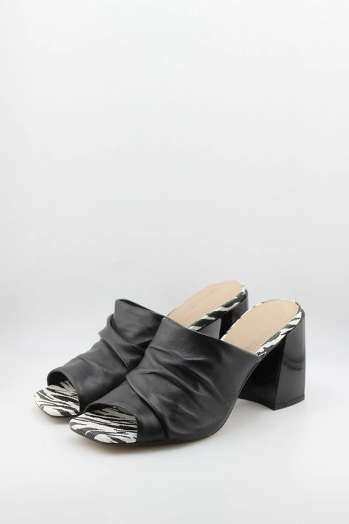 Capelli Rossi Ruched Open-Toe Block Heel Mules