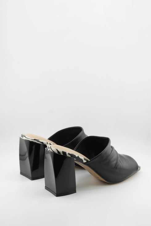 Capelli Rossi Ruched Open-Toe Block Heel Mules