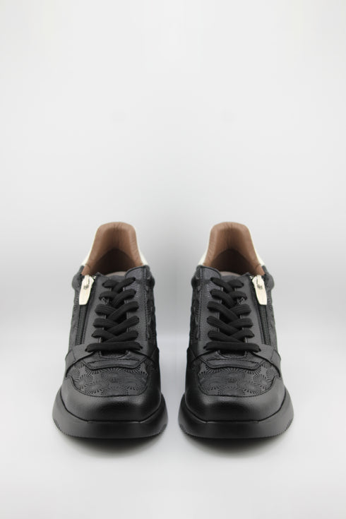 Wonders Embossed Leather Wedge Sneakers