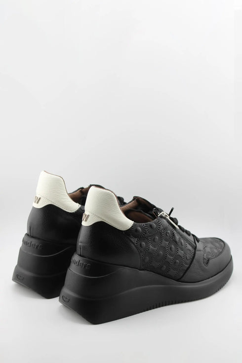 Wonders Embossed Leather Wedge Sneakers