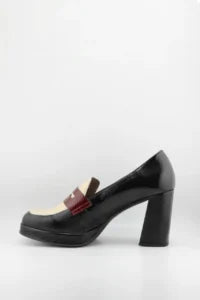 Wonders Block Heel Leather Penny Loafers