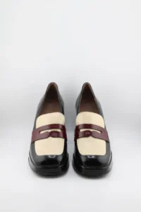 Wonders Block Heel Leather Penny Loafers