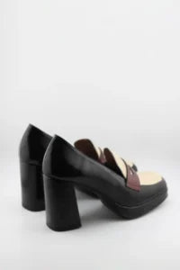 Wonders Block Heel Leather Penny Loafers
