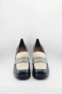 Wonders Block Heel Leather Penny Loafers