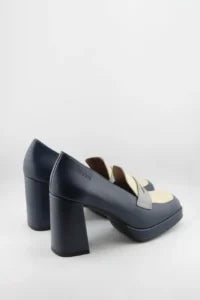 Wonders Block Heel Leather Penny Loafers