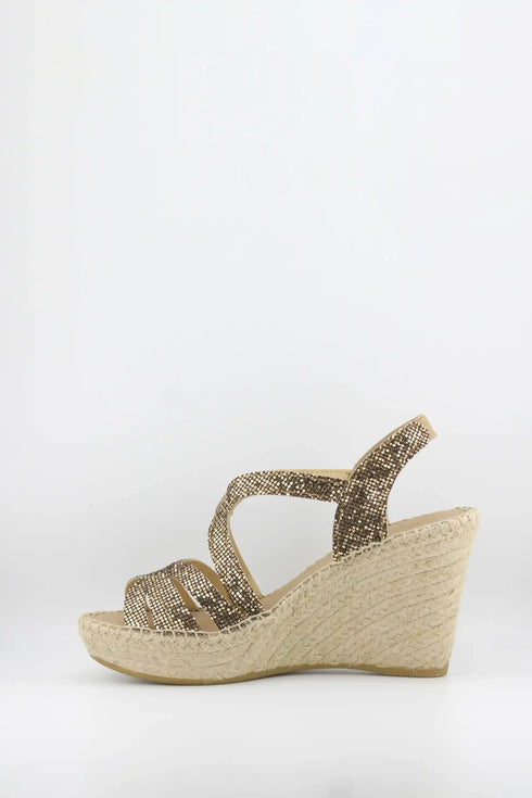 Juncal Aguirre Glitter Strap Wedge Sandal
