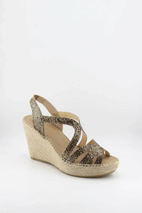 Juncal Aguirre Glitter Strap Wedge Sandal