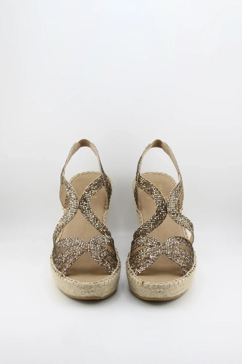 Juncal Aguirre Glitter Strap Wedge Sandal