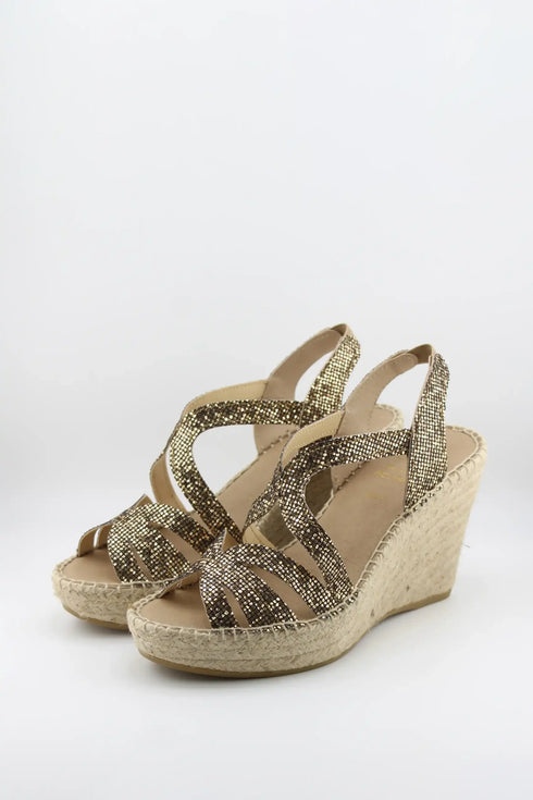Juncal Aguirre Glitter Strap Wedge Sandal