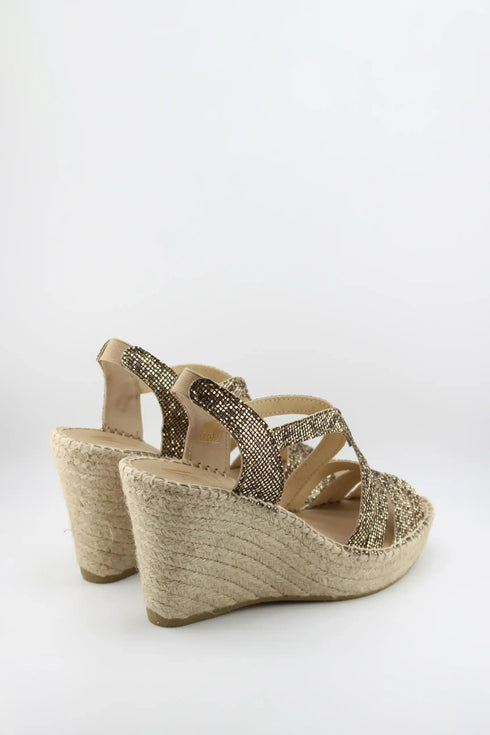 Juncal Aguirre Glitter Strap Wedge Sandal