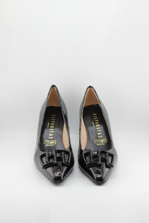 Hispanitas Croc-Embossed Patent Leather Pumps
