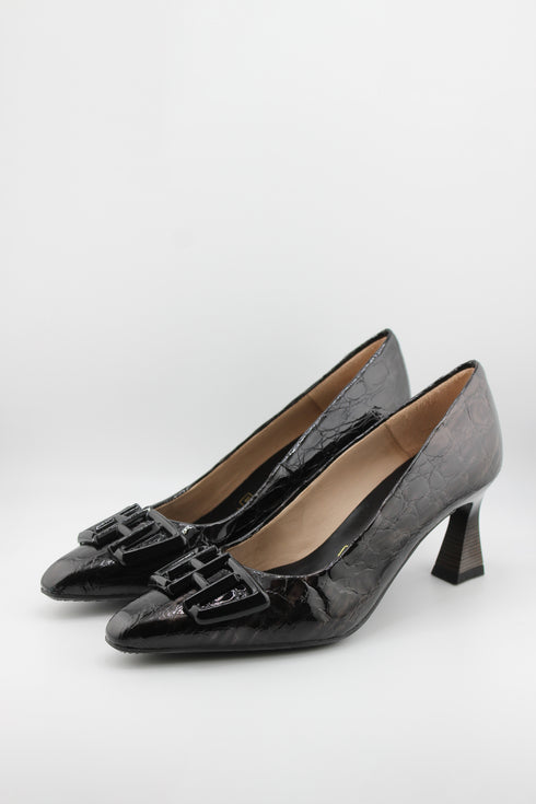 Hispanitas Croc-Embossed Patent Leather Pumps