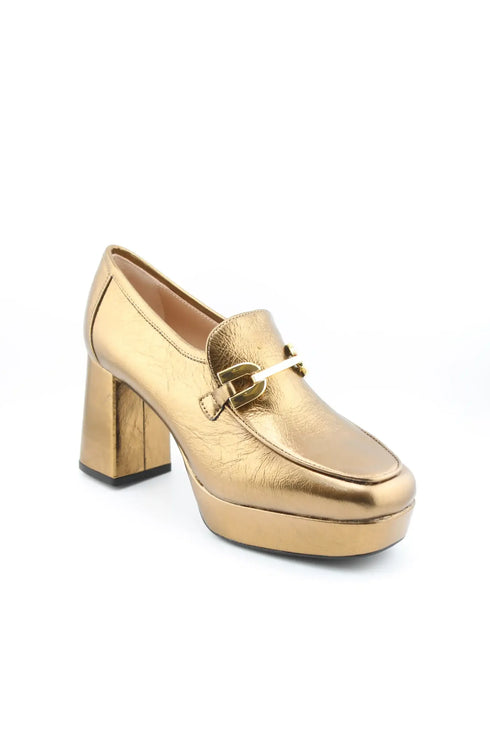 Unisa Platform Block Heel Loafers with Buckle