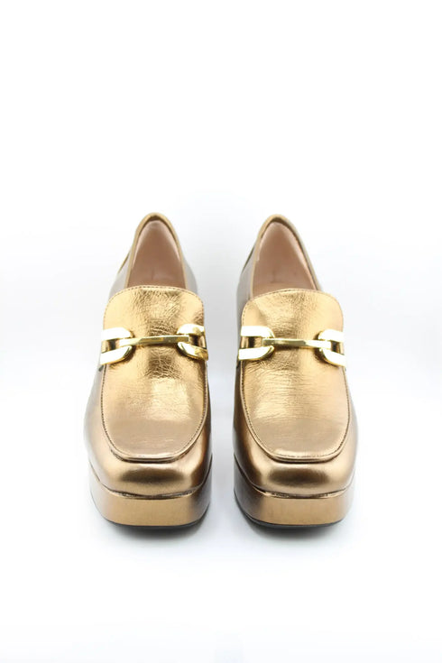 Unisa Platform Block Heel Loafers with Buckle