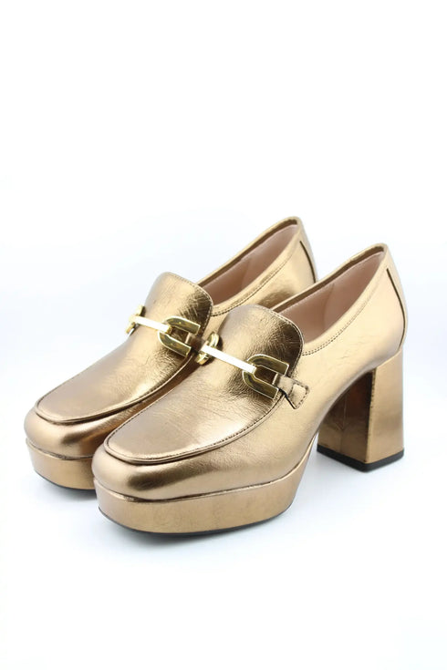 Unisa Platform Block Heel Loafers with Buckle