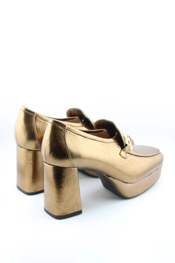 Unisa Platform Block Heel Loafers with Buckle