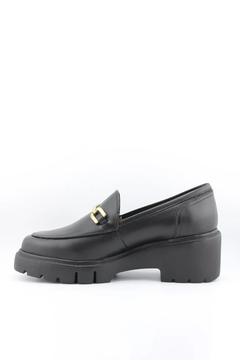 Unisa Chunky Sole Leather Loafers with Buckle