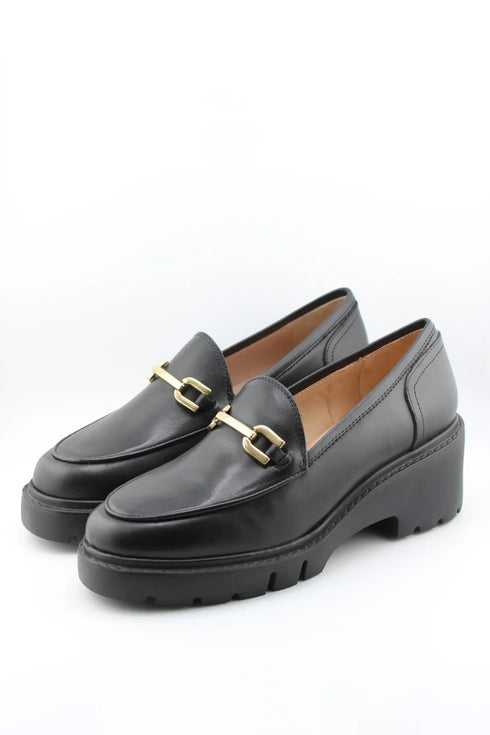 Unisa Chunky Sole Leather Loafers with Buckle