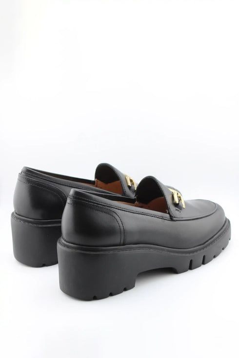 Unisa Chunky Sole Leather Loafers with Buckle
