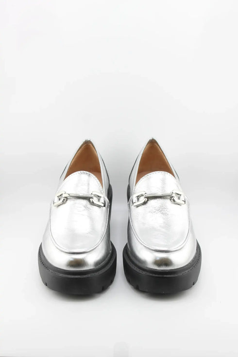 Unisa Metallic Platform Loafers with Buckle