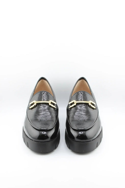 Unisa Leather Platform Loafers with Buckle