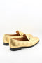 Unisa Metallic Quilted Leather Loafers with Chain Buckle Detail